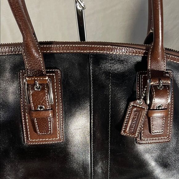 Coach Hamilton Black and Brown Leather Tote - F12444 - Picture 3 of 14